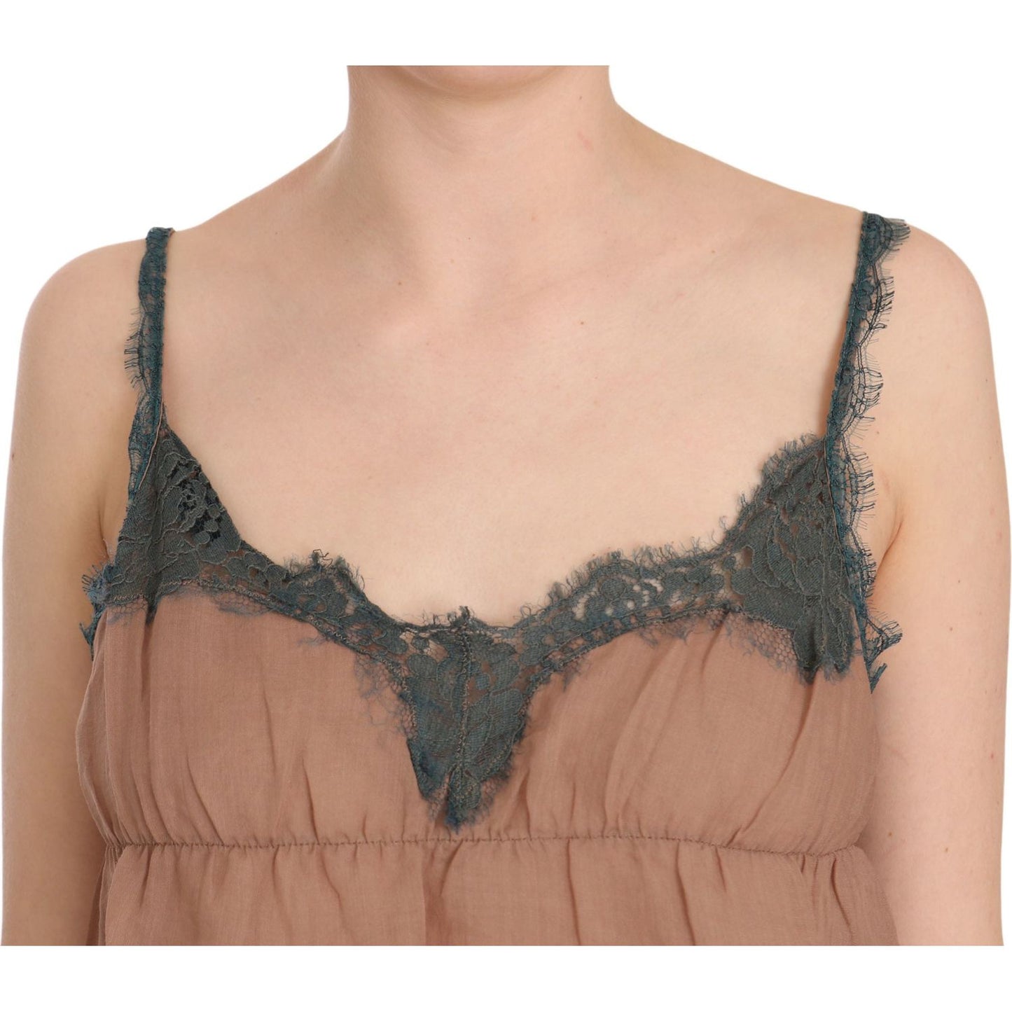 PINK MEMORIES Elegant Spaghetti Strap Lace Top PINK MEMORIES Rosy Brown