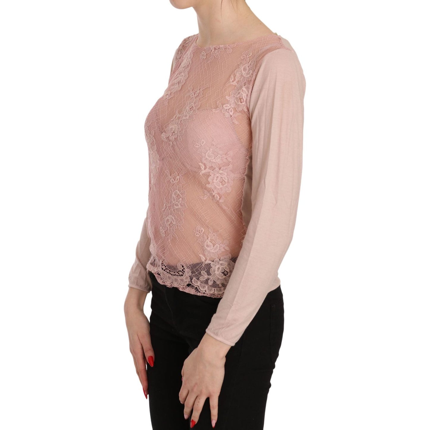 PINK MEMORIES Chic Pink See-Through Cotton Blouse PINK MEMORIES Rosy Brown