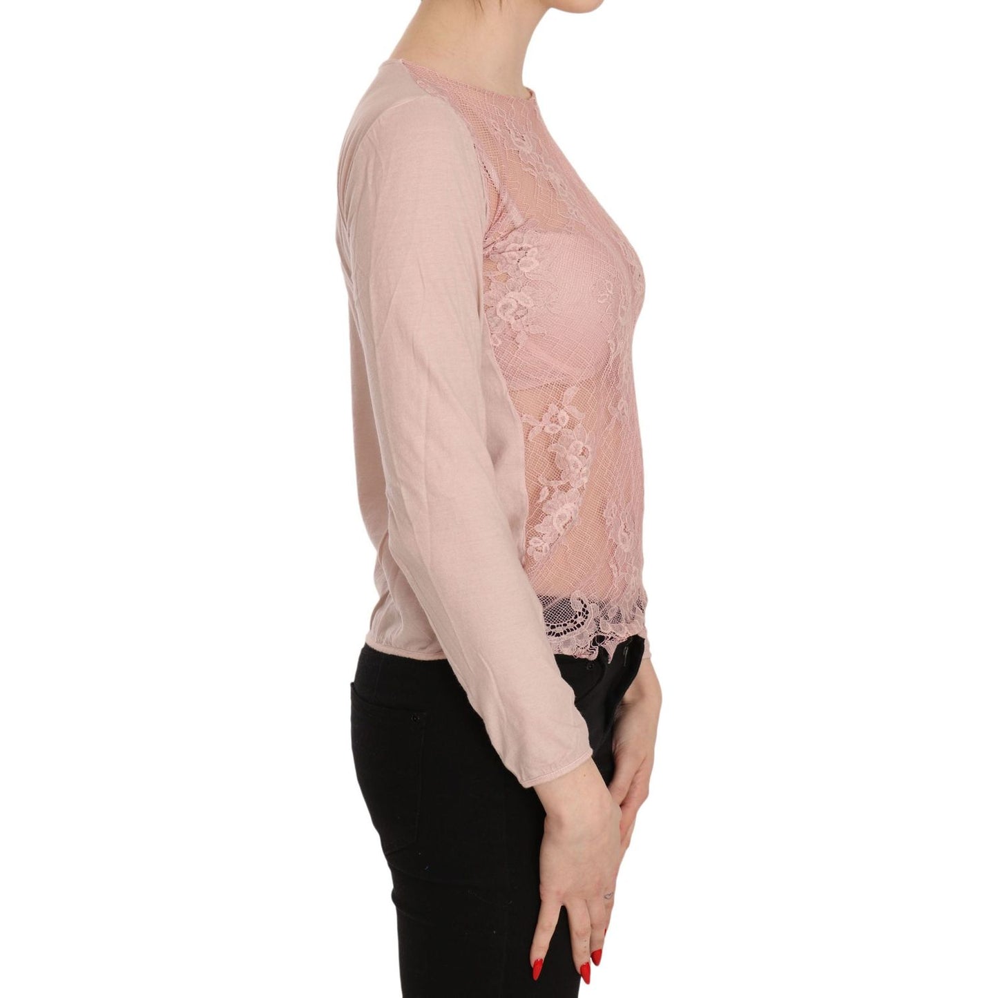 PINK MEMORIES Chic Pink See-Through Cotton Blouse PINK MEMORIES Tan