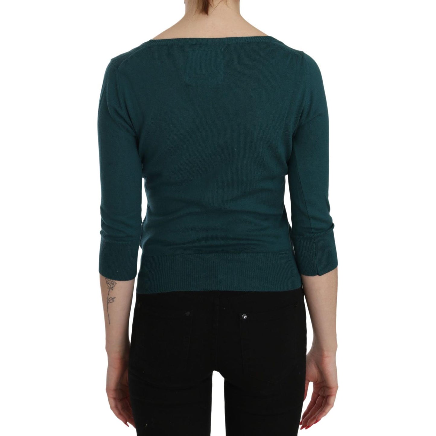 PINK MEMORIES Chic Blue Green Cotton Cardigan Top PINK MEMORIES Black