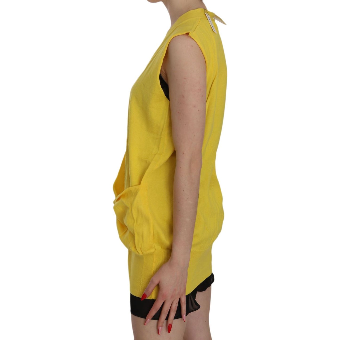 PINK MEMORIES Elegant Yellow Sleeveless Cotton Vest PINK MEMORIES Dark Khaki