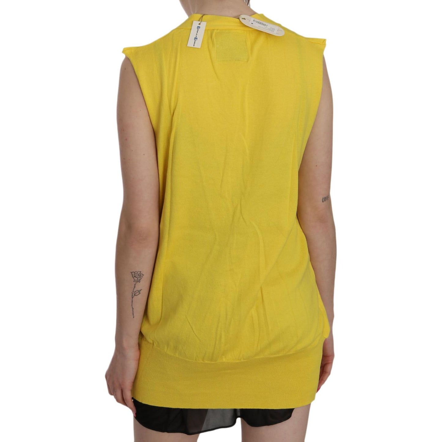 PINK MEMORIES Elegant Yellow Sleeveless Cotton Vest PINK MEMORIES Goldenrod