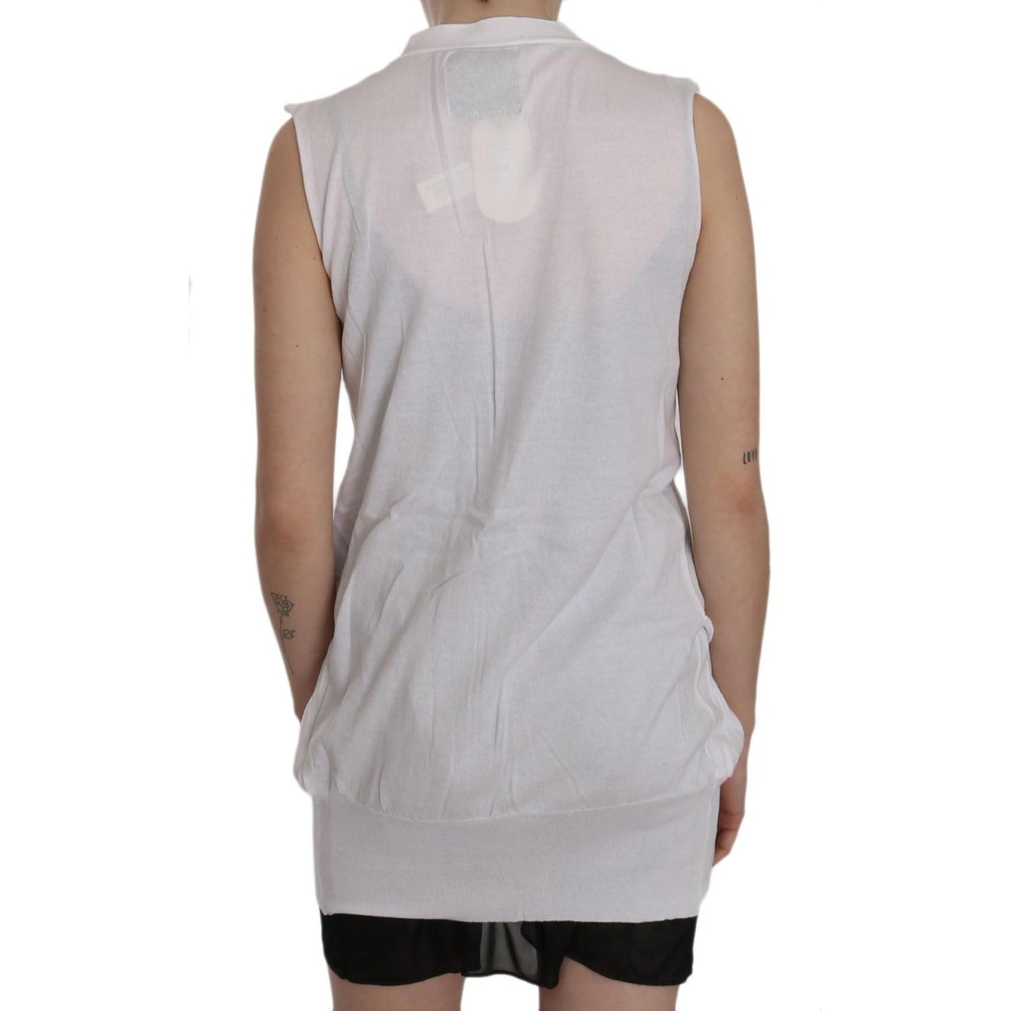 PINK MEMORIES Elegant Sleeveless Cotton Vest in Pristine White PINK MEMORIES Dark Gray