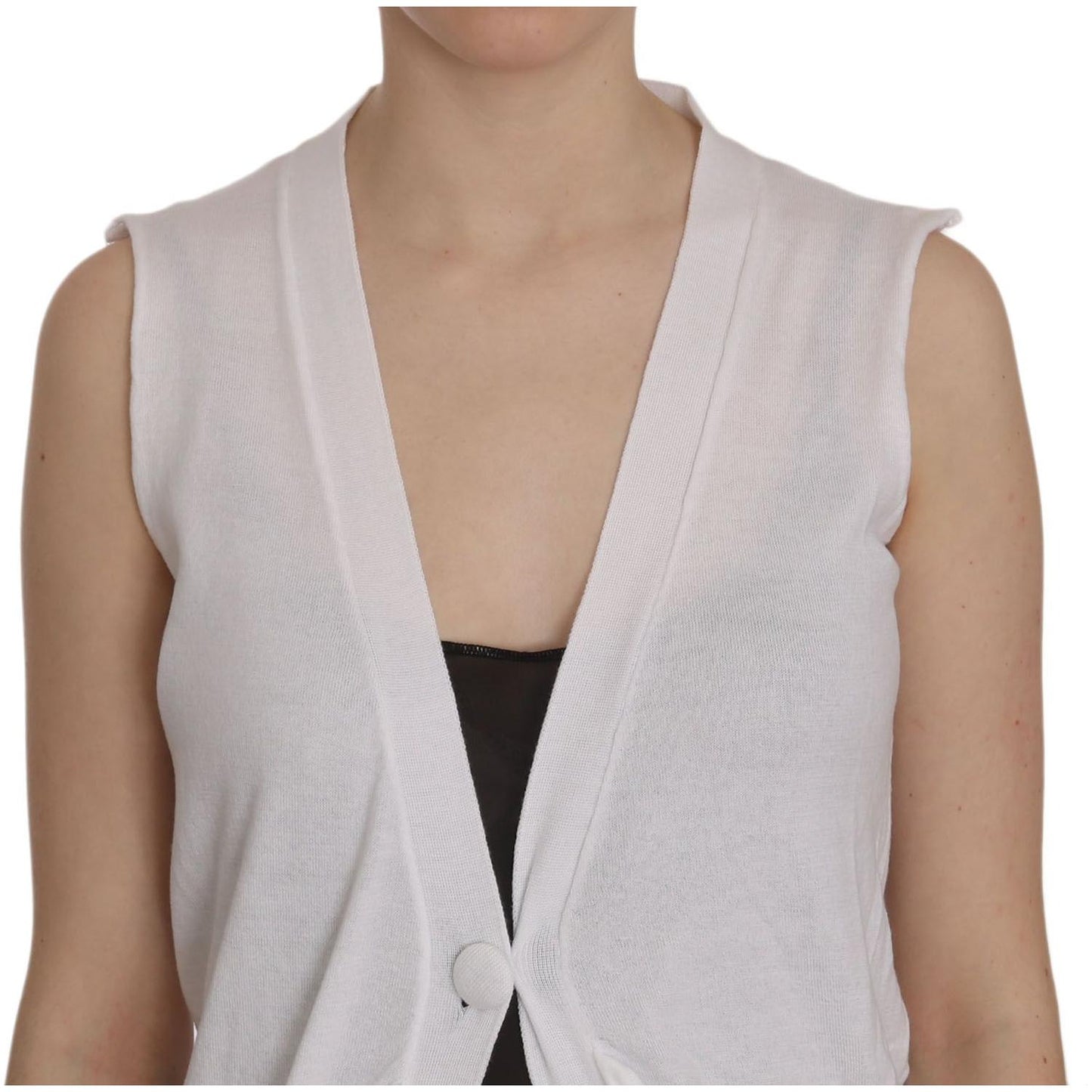 PINK MEMORIES Elegant Sleeveless Cotton Vest in Pristine White PINK MEMORIES Gray