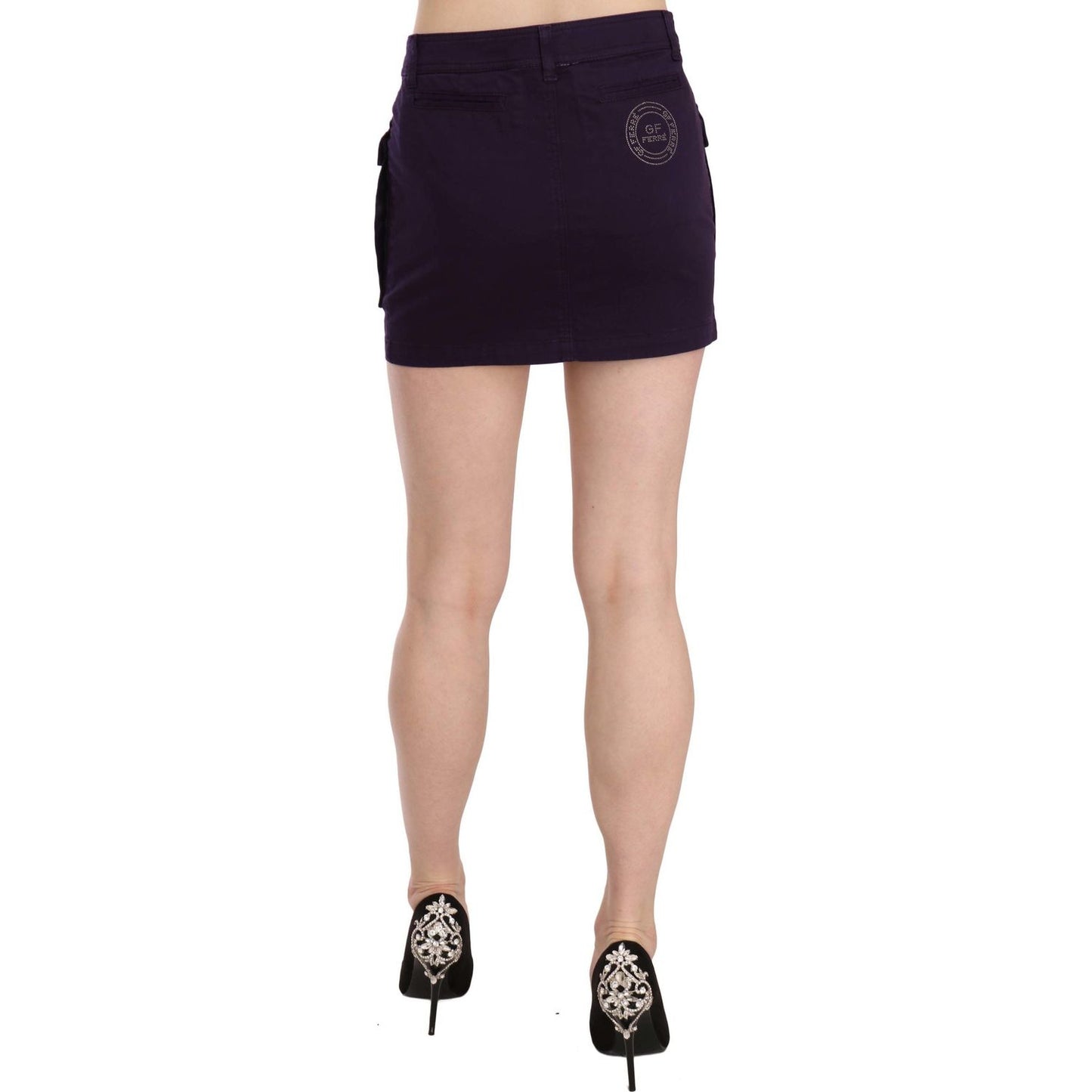 GF Ferre Elegant Purple High-Waist A-Line Mini Skirt GF Ferre Black