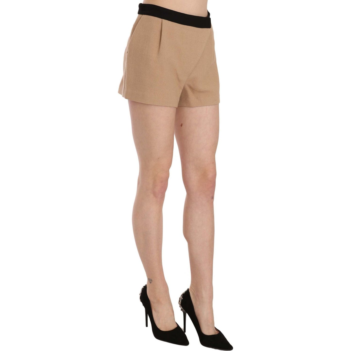 Costume National Chic Beige Mid Waist Mini Shorts Costume National Rosy Brown