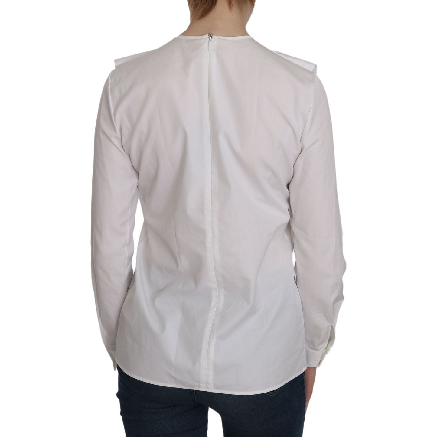 Dsquared² Elegant White Cotton Crew Neck Top Dsquared² Gray