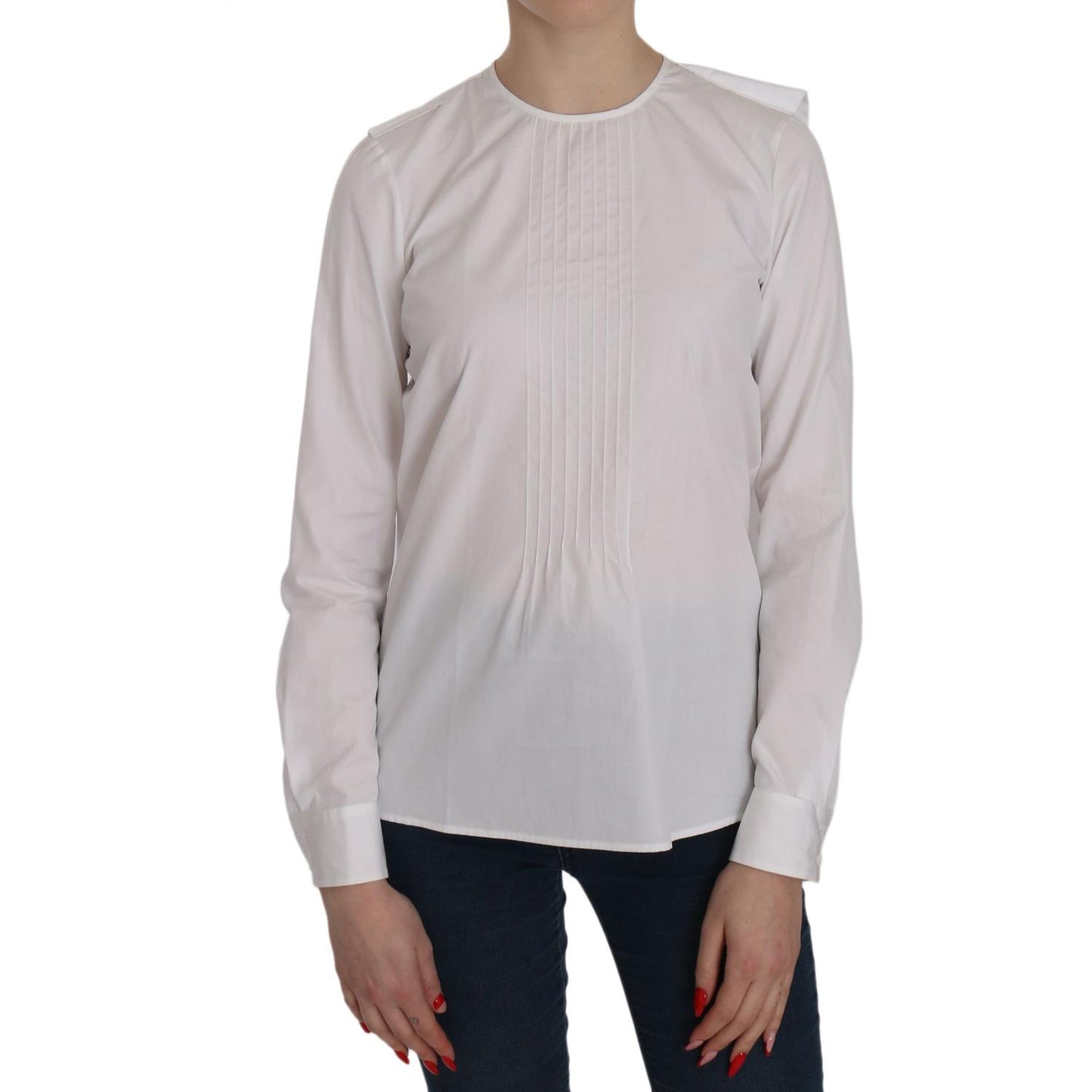 Dsquared² Elegant White Cotton Crew Neck Top Dsquared² Gray