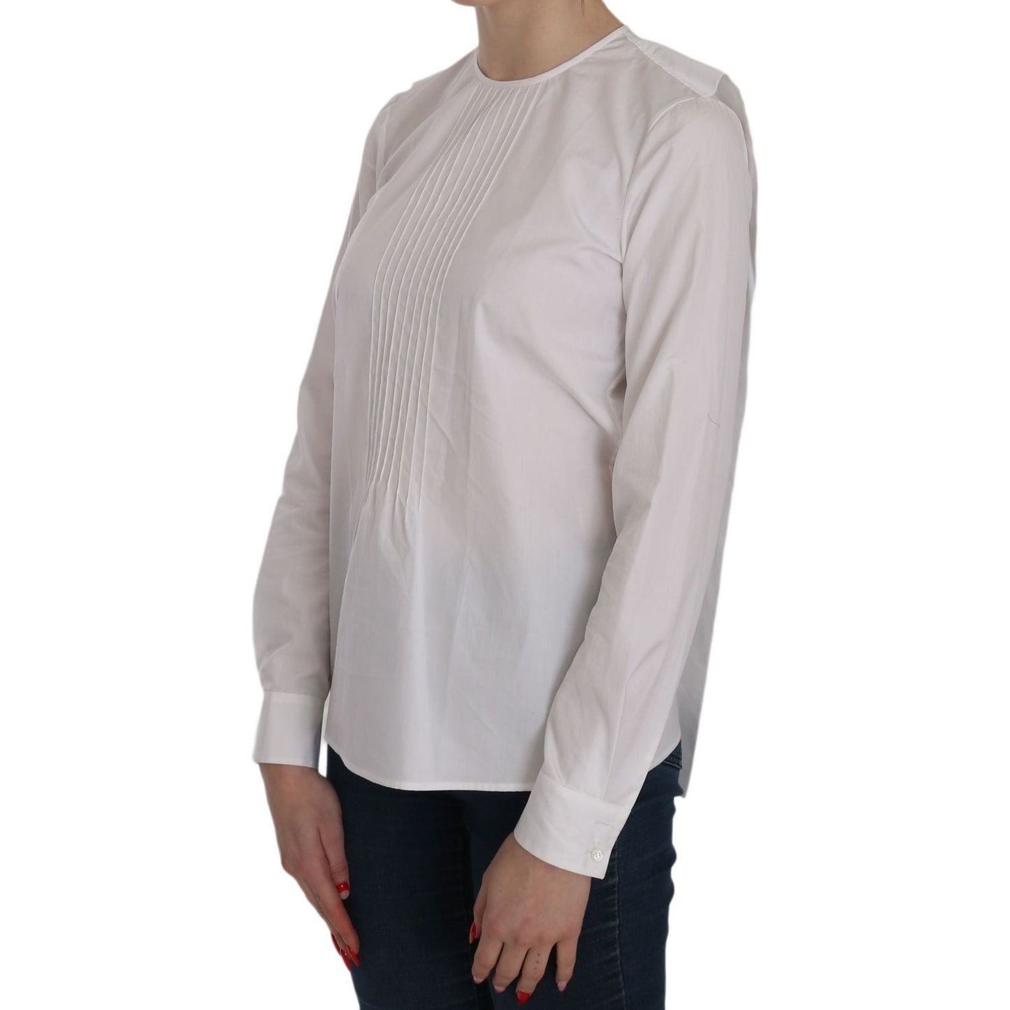 Dsquared² Elegant White Cotton Crew Neck Top Dsquared² Dark Gray