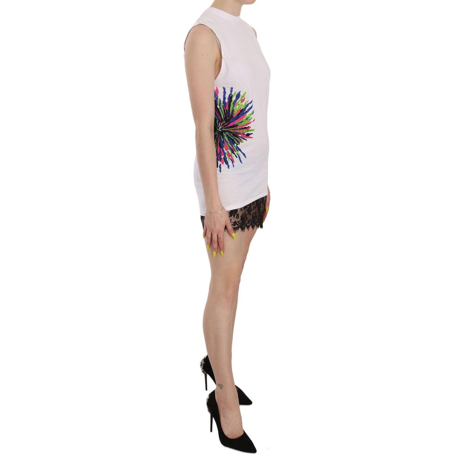 Dsquared² Chic White Sleeveless Tunic Dress Dsquared² Rosy Brown