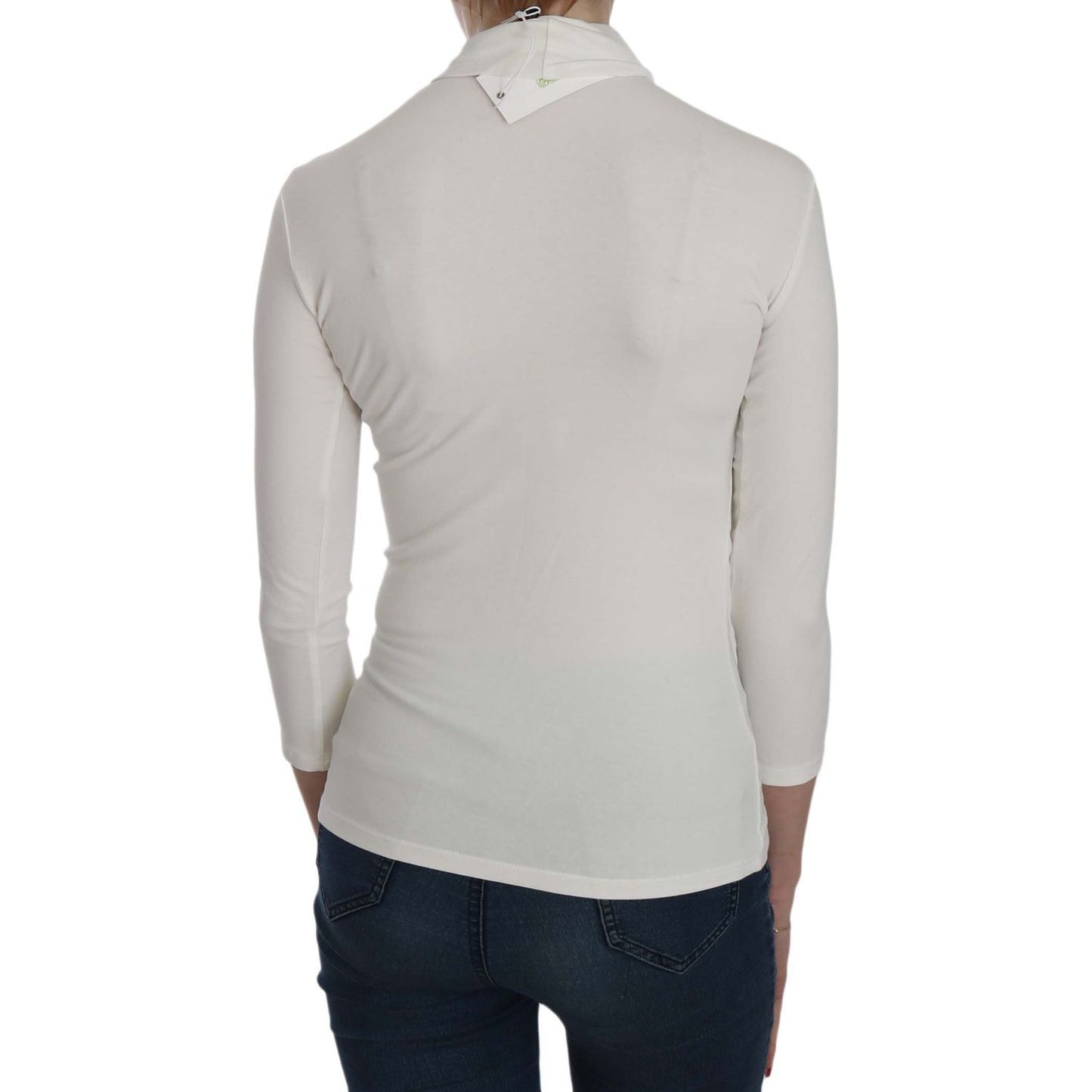 Exte Chic White Printed Turtle Neck Blouse Exte Gray