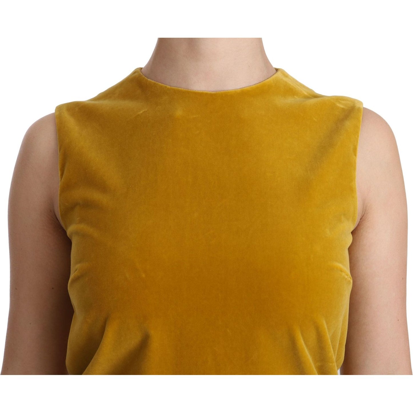 Dolce & Gabbana Mustard Velvet Shift Mini Dress Dolce & Gabbana Dark Goldenrod