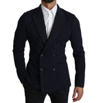 Dolce & Gabbana Elegant Dark Blue Dotted Slim-Fit Blazer Dolce & Gabbana Black