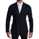 Dolce & Gabbana Elegant Dark Blue Dotted Slim-Fit Blazer Dolce & Gabbana Black
