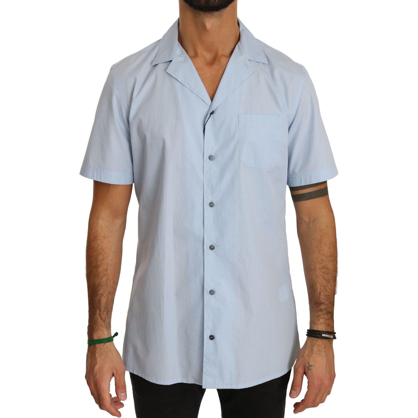 Dolce & Gabbana Elegant Blue Cotton Casual Shirt Dolce & Gabbana Gray