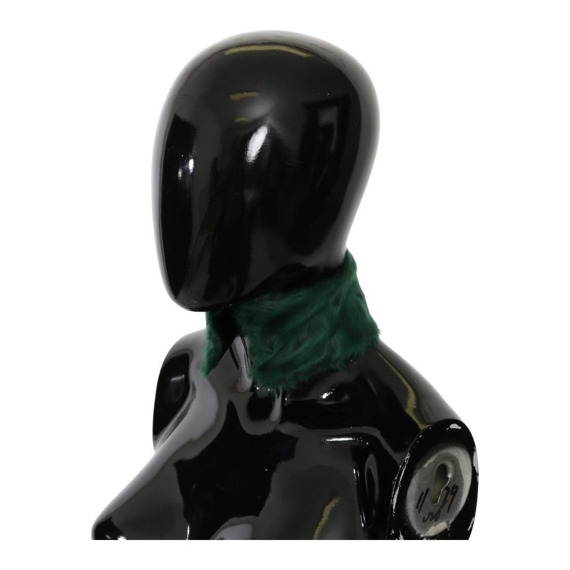 Dolce & Gabbana Luxurious Green Lambskin Scarf for Women Dolce & Gabbana Black