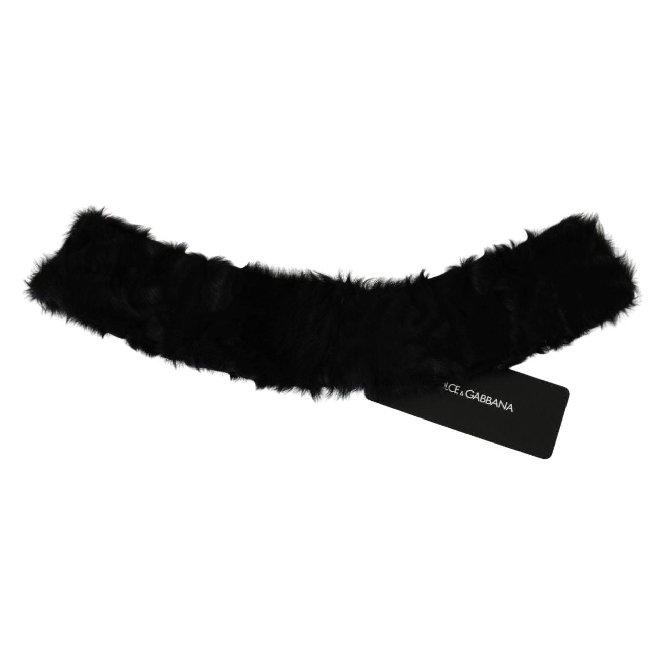 Dolce & Gabbana Elegant Black Lambskin Scarf Fur Scarves Dolce & Gabbana Black