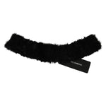 Dolce & Gabbana Elegant Black Lambskin Scarf Fur Scarves Dolce & Gabbana Black