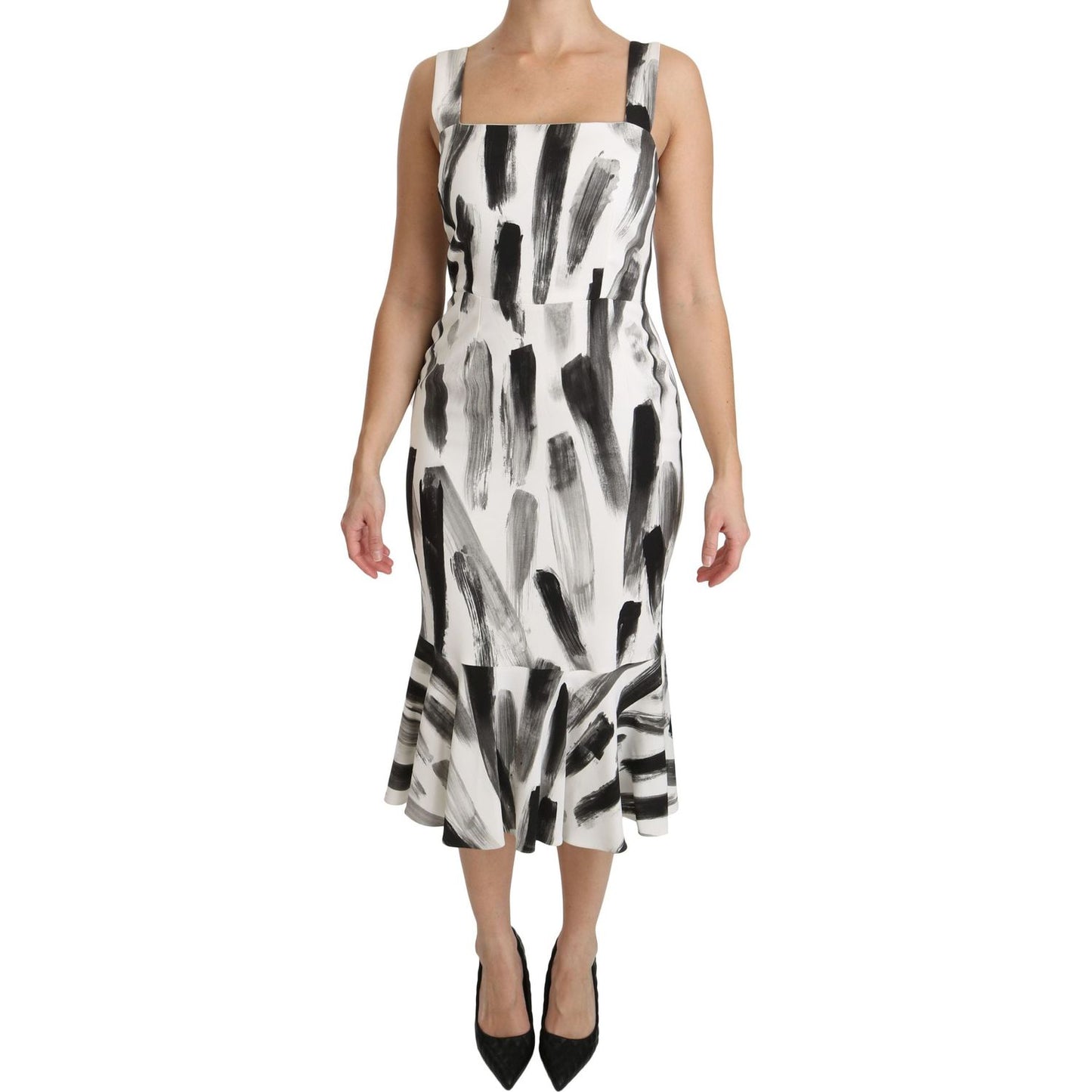 Dolce & Gabbana Chic Monochrome Sheath Midi Dress Dolce & Gabbana Gray