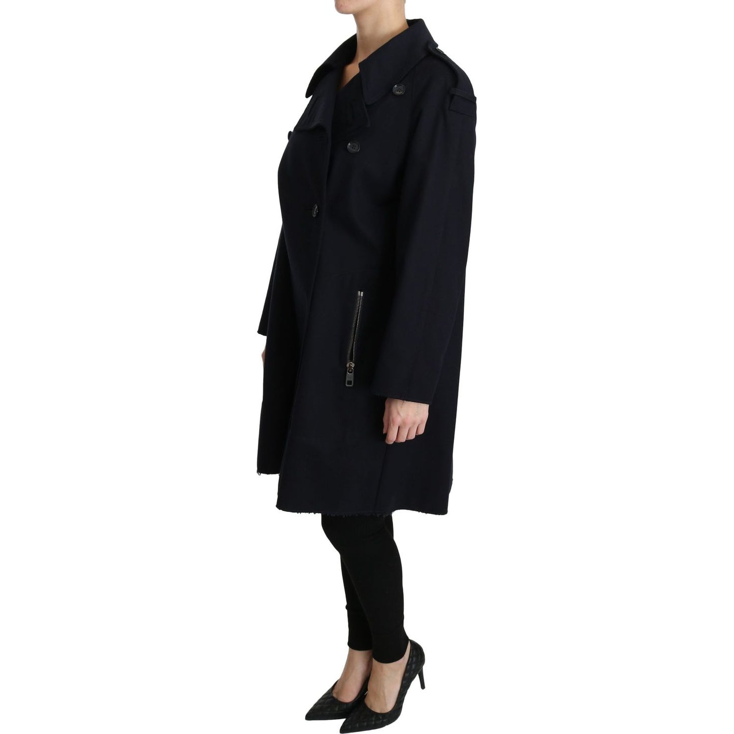 Dolce & Gabbana Elegant Polka Dot Lined Blue Jacket Coats & Jackets Dolce & Gabbana Black