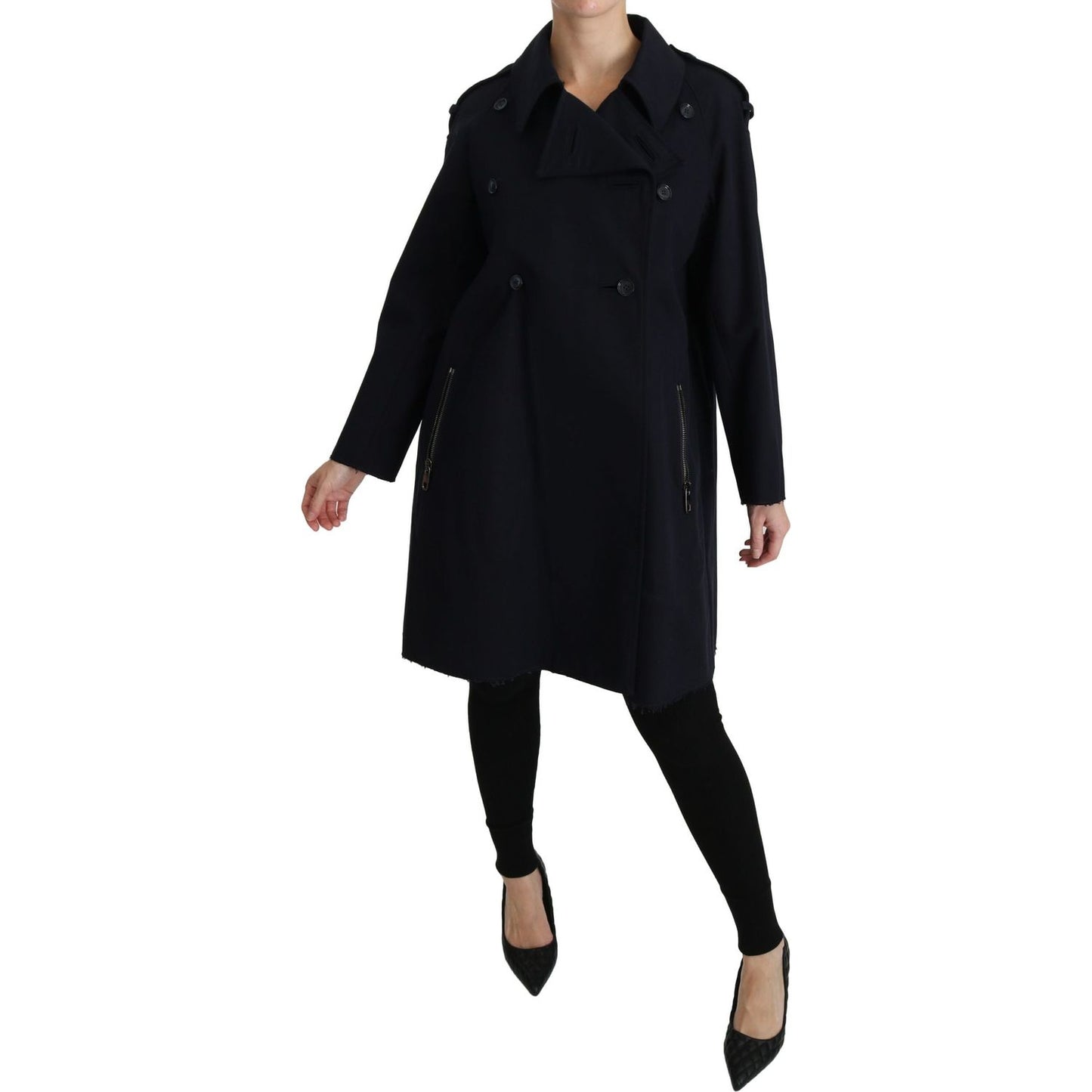 Dolce & Gabbana Elegant Polka Dot Lined Blue Jacket Coats & Jackets Dolce & Gabbana Black
