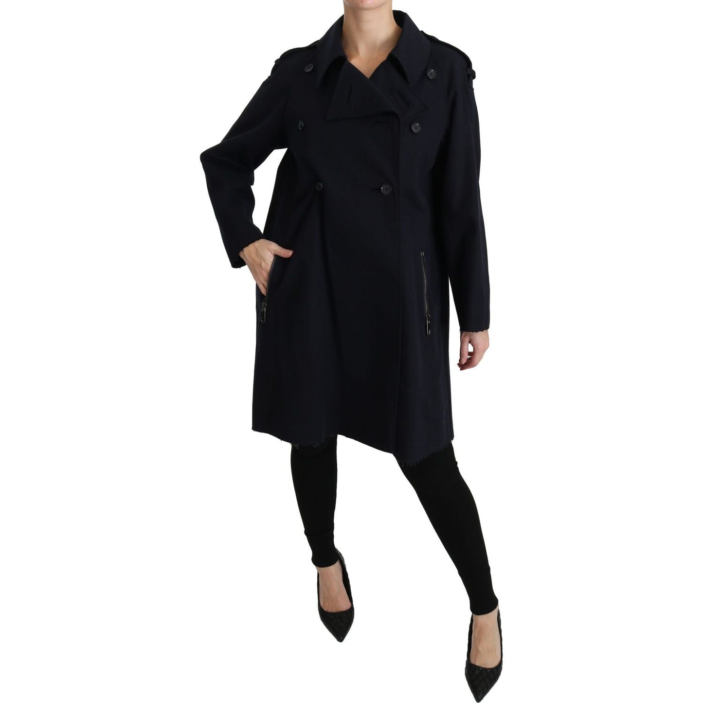 Dolce & Gabbana Elegant Polka Dot Lined Blue Jacket Coats & Jackets Dolce & Gabbana Black