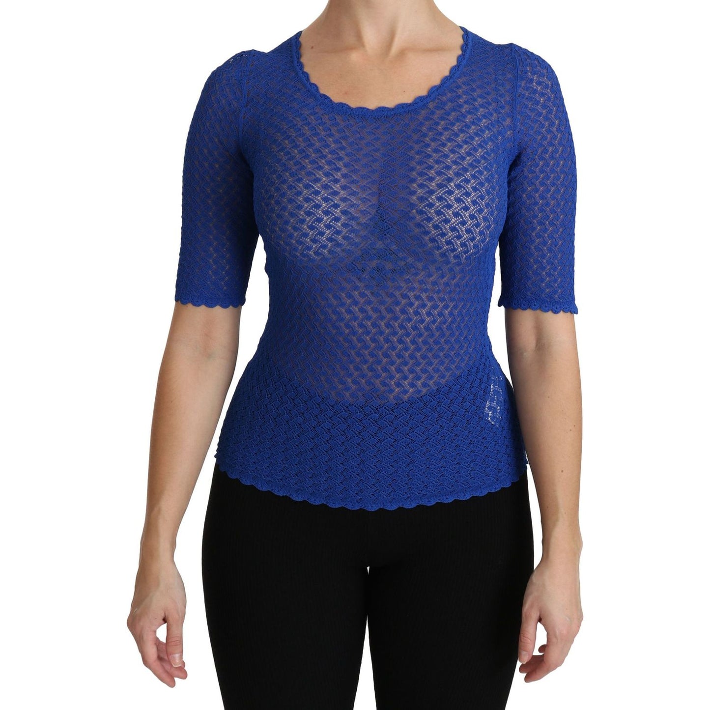 Dolce & Gabbana Elegant Blue Sheer Blouse Dolce & Gabbana Dark Slate Gray