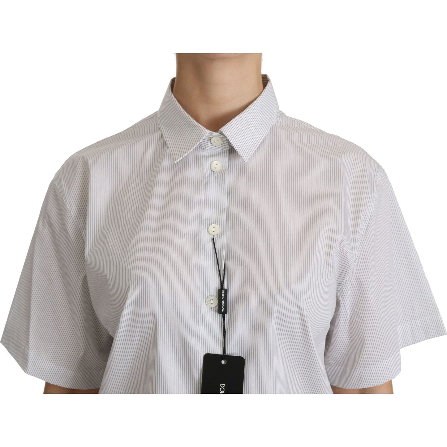 Dolce & Gabbana Elegant White Cotton Polo Top Dolce & Gabbana Gray