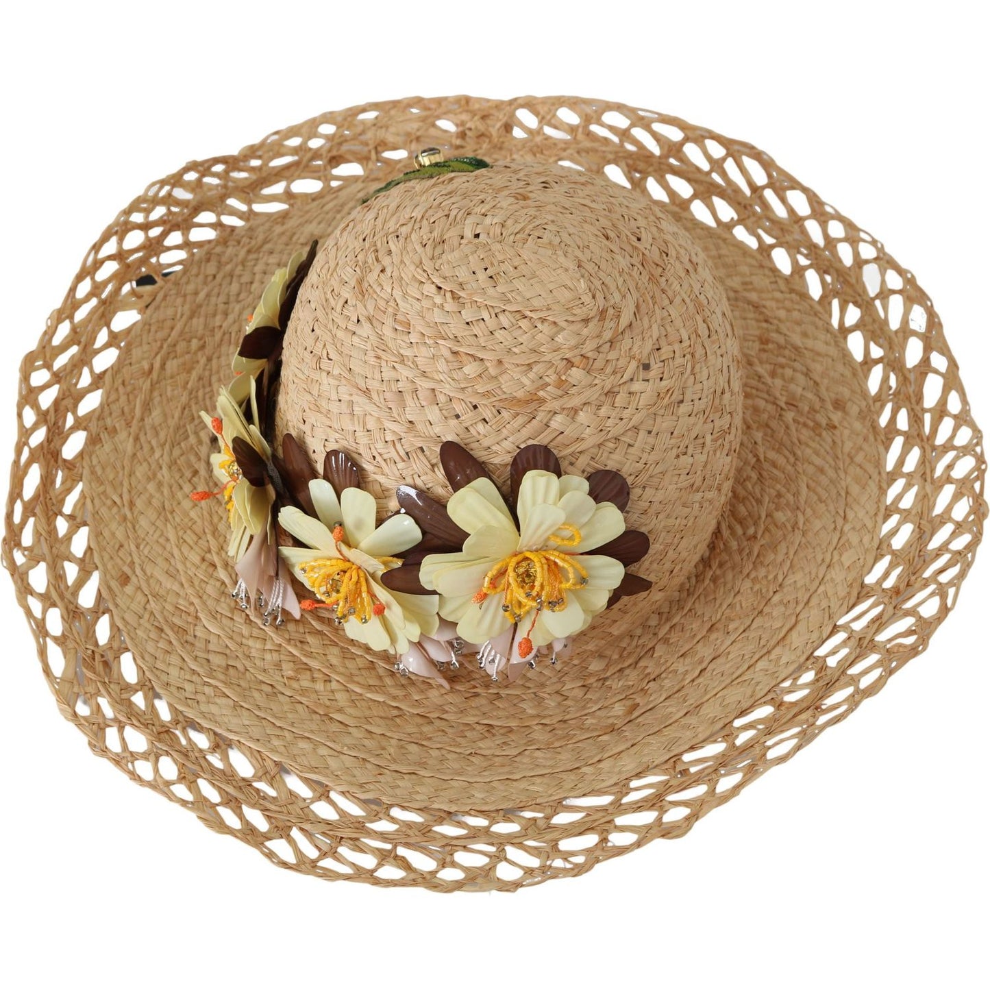 Dolce & Gabbana Elegant Beige Floral Bucket Hat Dolce & Gabbana Dark Khaki