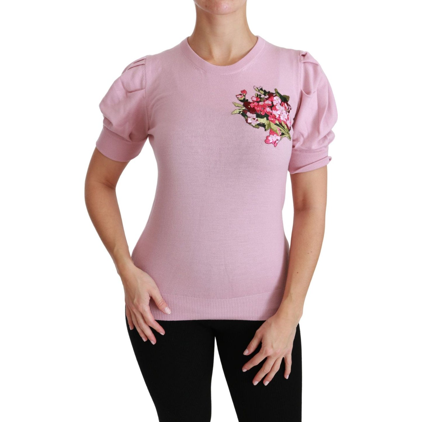 Dolce & Gabbana Elegant Embroidered Virgin Wool Blouse Dolce & Gabbana Rosy Brown