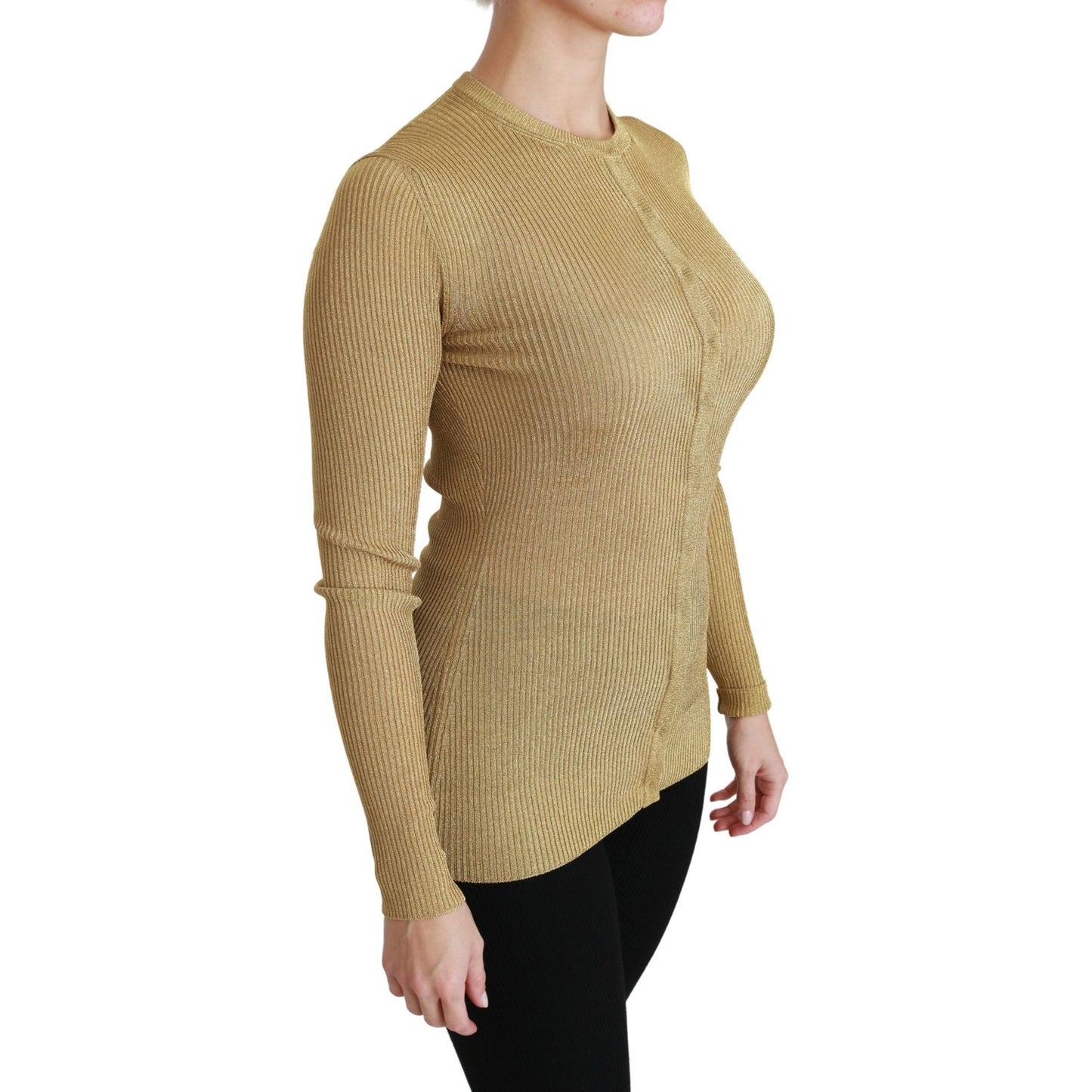 Dolce & Gabbana Elegant Long Sleeve Gold Cardigan Dolce & Gabbana Rosy Brown