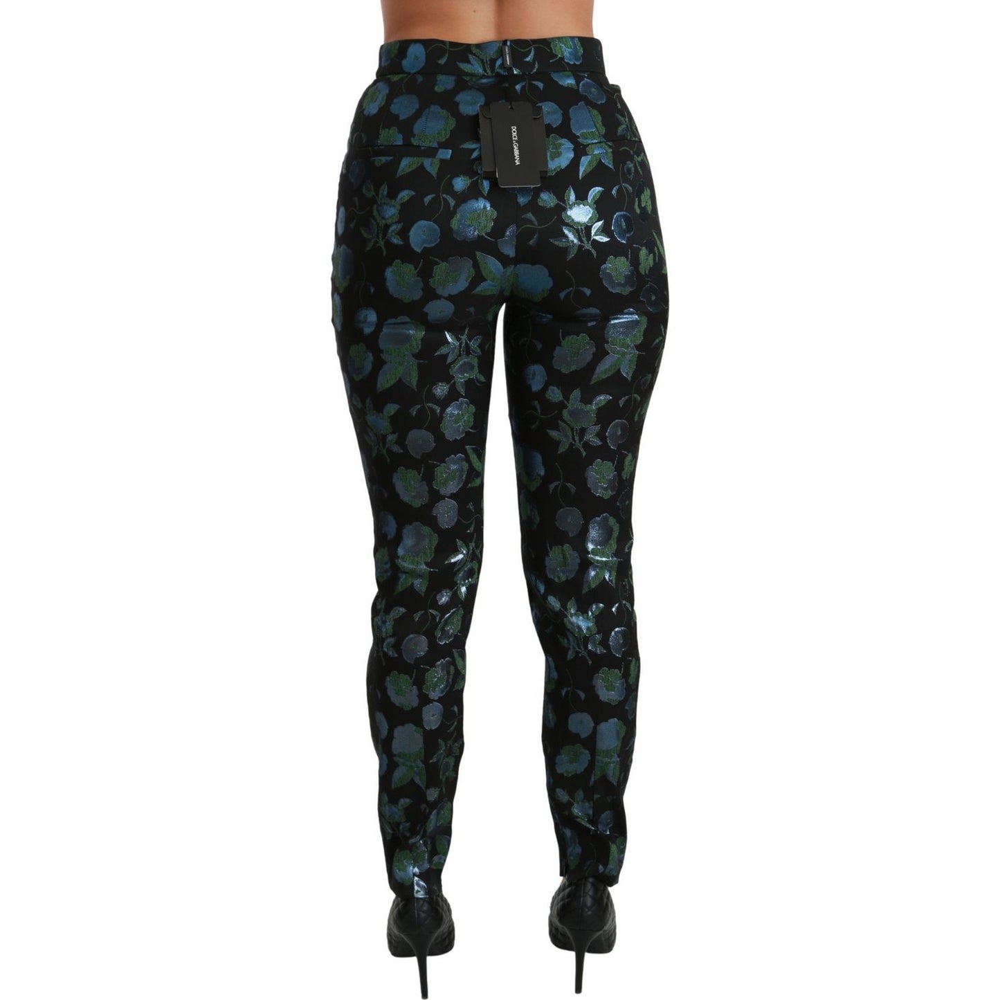 Dolce & Gabbana Floral High Waist Skinny Trousers Dolce & Gabbana Black