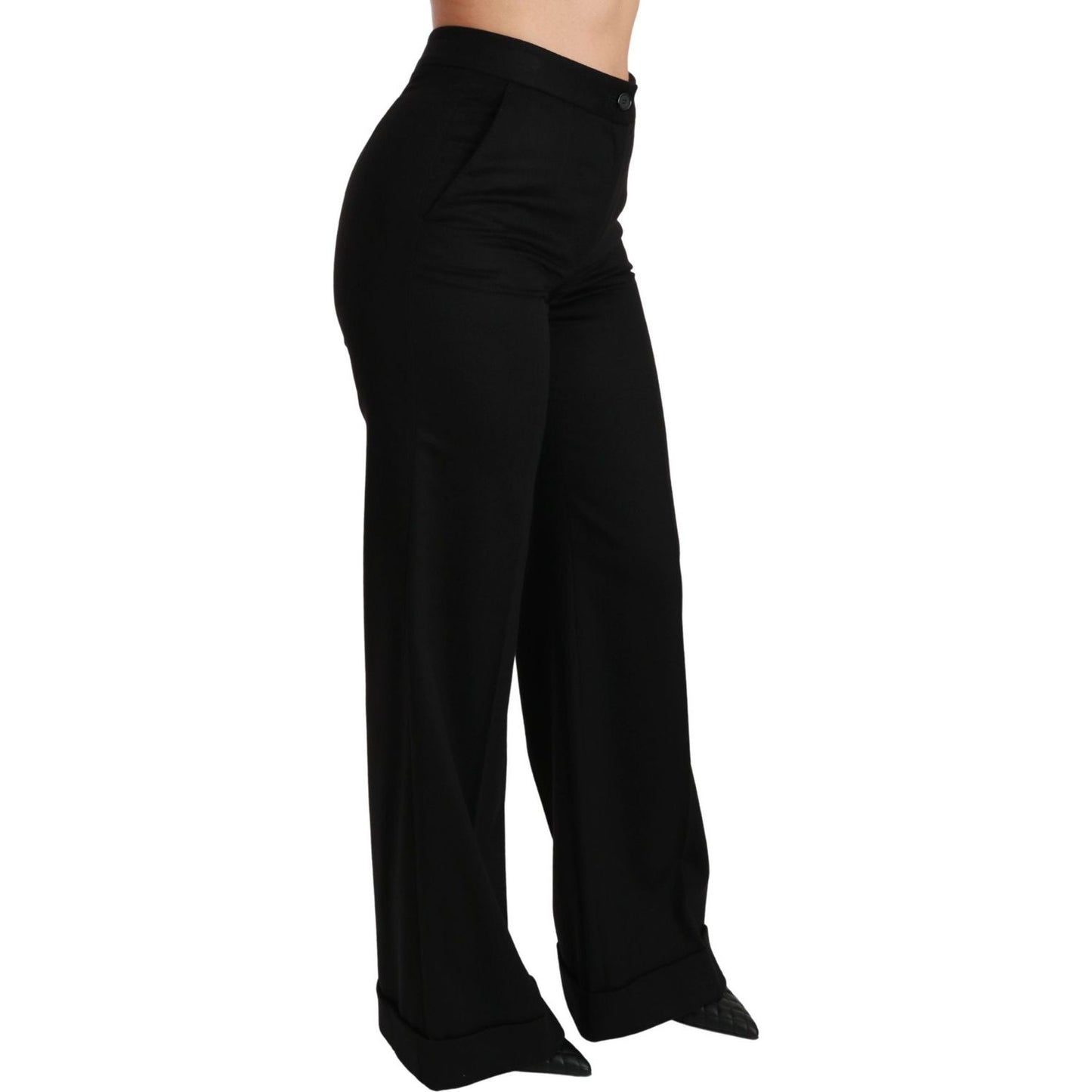 Dolce & Gabbana Elegant High Waist Flared Cashmere Pants Jeans & Pants Dolce & Gabbana Black