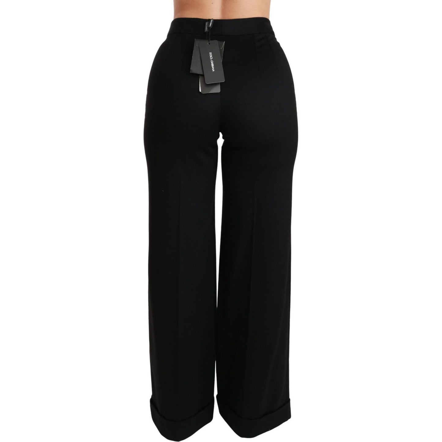 Dolce & Gabbana Elegant High Waist Flared Cashmere Pants Jeans & Pants Dolce & Gabbana Black