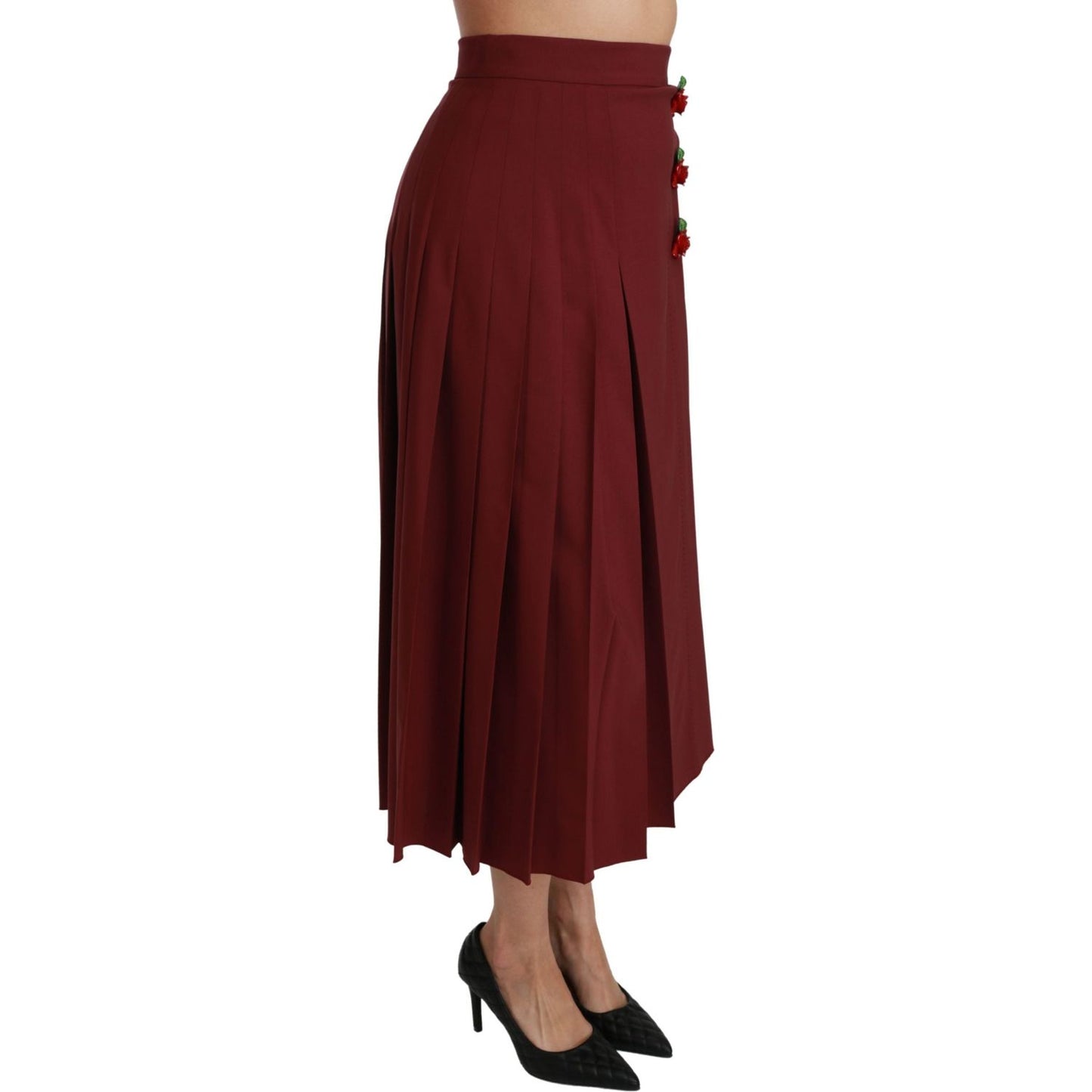 Dolce & Gabbana Elegant Red High Waist Virgin Wool Skirt Dolce & Gabbana Dark Red