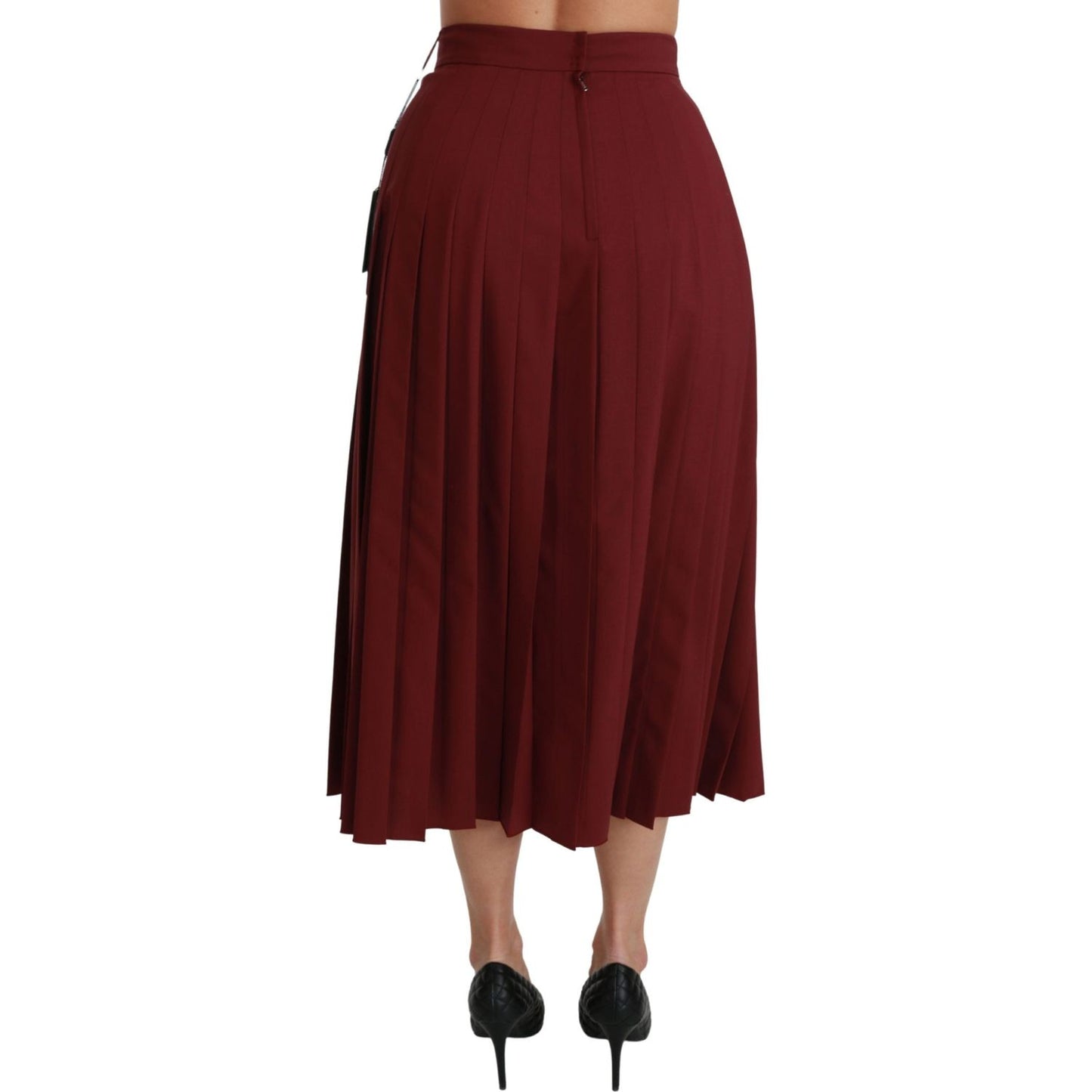Dolce & Gabbana Elegant Red High Waist Virgin Wool Skirt Dolce & Gabbana Dark Red