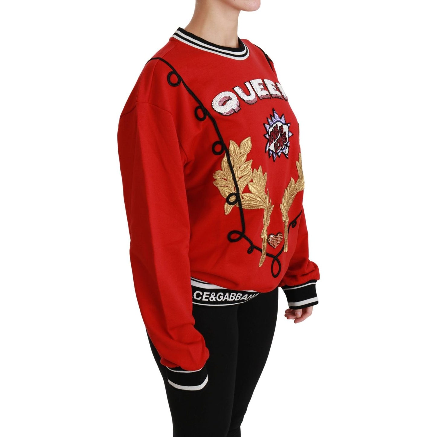 Dolce & Gabbana Red Queen Sequined Love Pullover Sweater TSH4387-42
