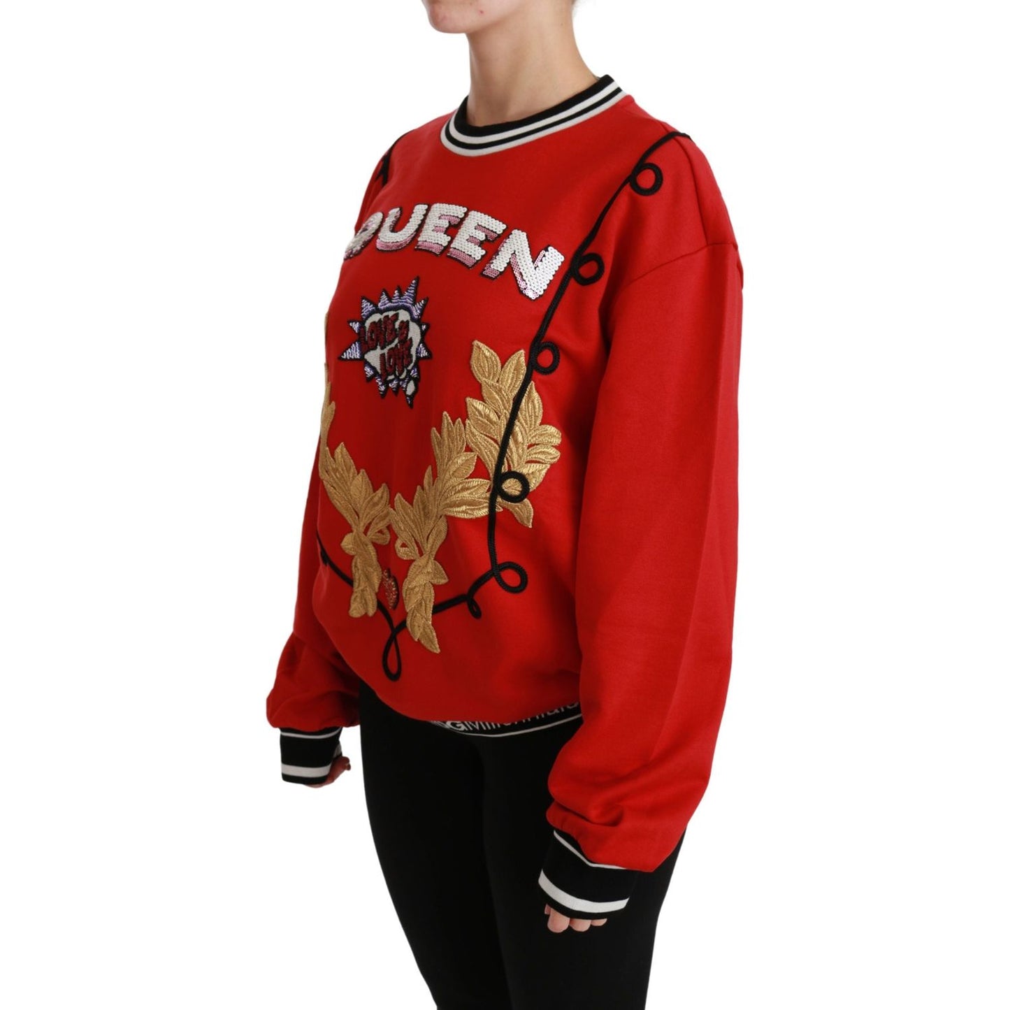 Dolce & Gabbana Red Queen Sequined Love Pullover Sweater TSH4387-42
