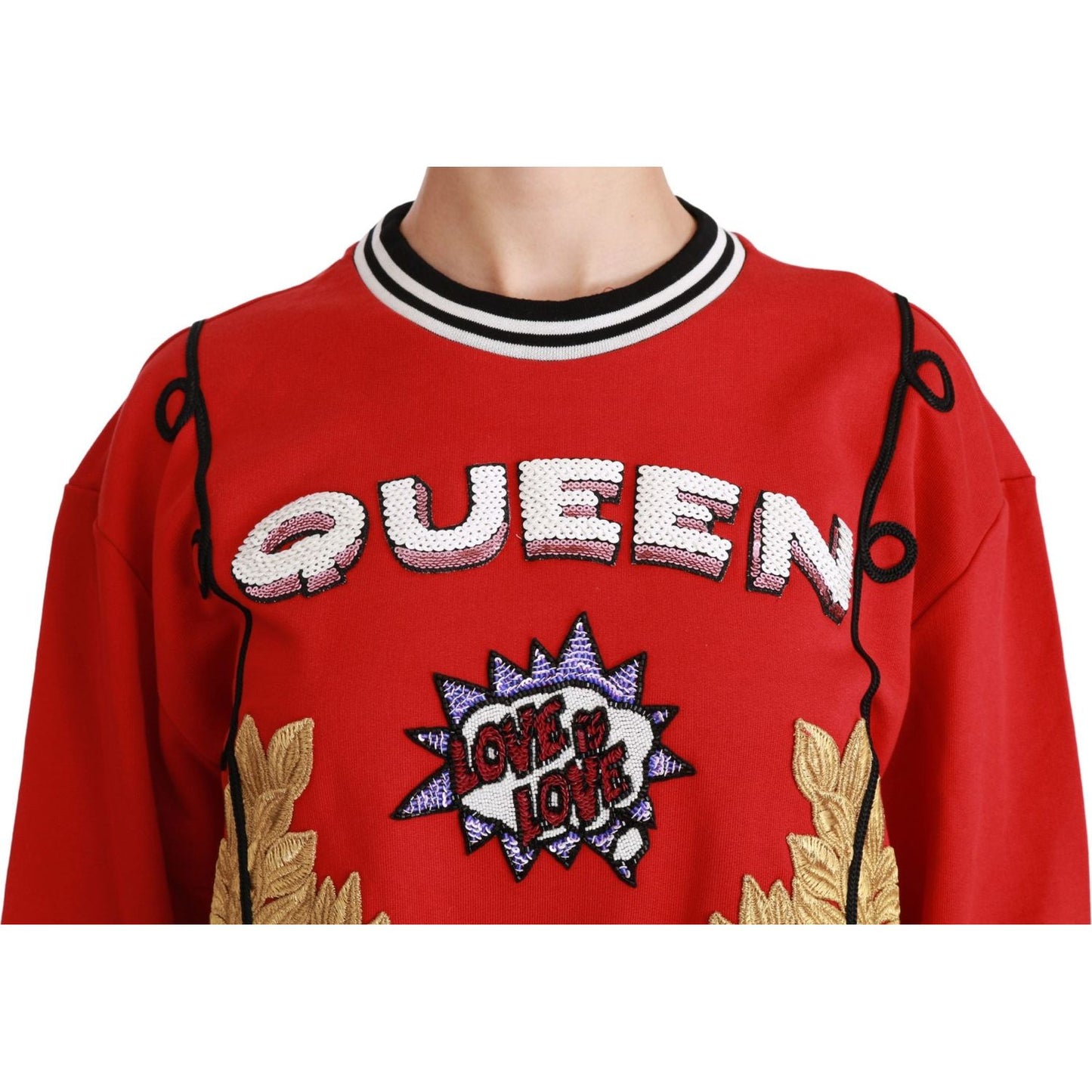 Dolce & Gabbana Red Queen Sequined Love Pullover Sweater TSH4387-42