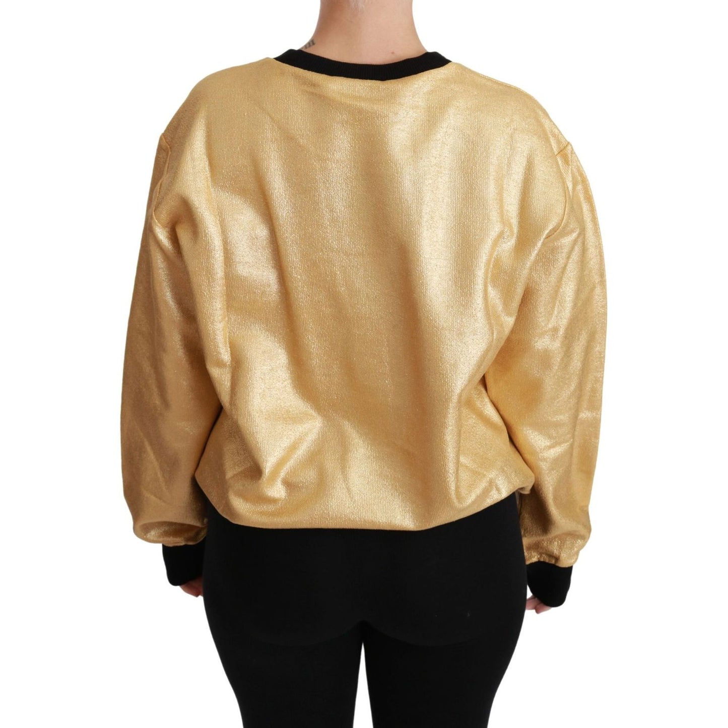 Dolce & Gabbana Elegant Gold Crew Neck Cotton Sweater Dolce & Gabbana Dark Khaki