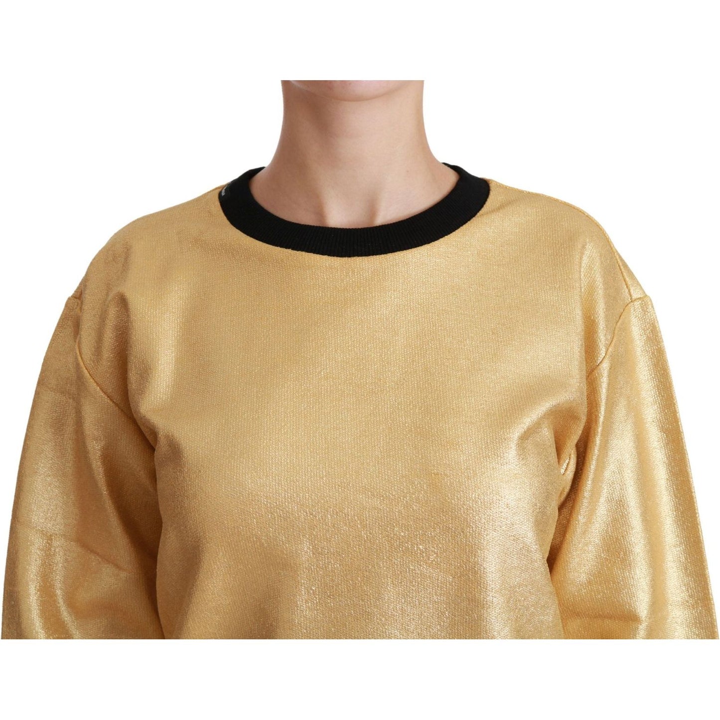 Dolce & Gabbana Elegant Gold Crew Neck Cotton Sweater Dolce & Gabbana Dark Khaki