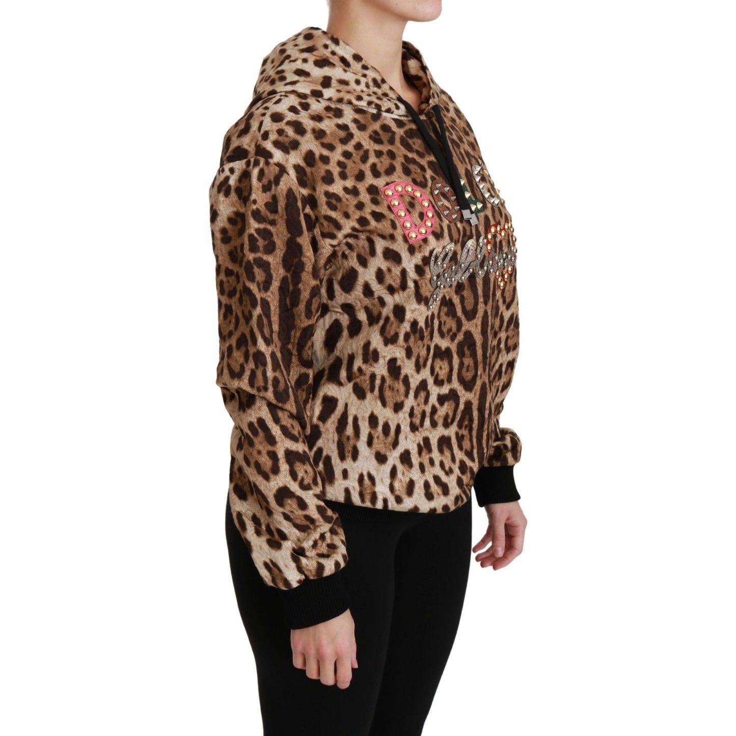 Dolce & Gabbana Elegant Leopard Print Hooded Sweater Dolce & Gabbana Black