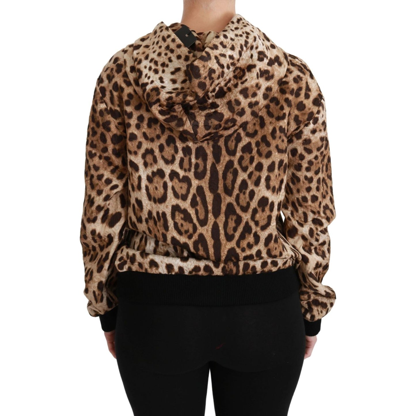 Dolce & Gabbana Elegant Leopard Print Hooded Sweater Dolce & Gabbana Rosy Brown
