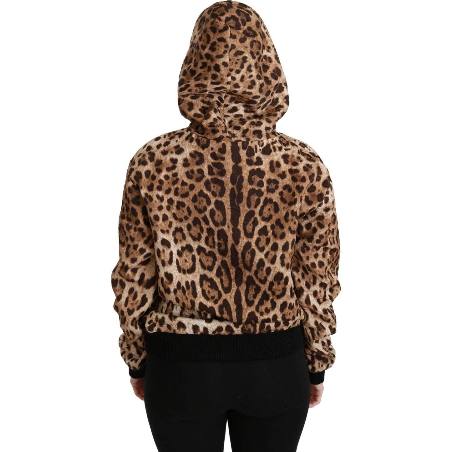 Dolce & Gabbana Elegant Leopard Print Hooded Sweater Dolce & Gabbana Black