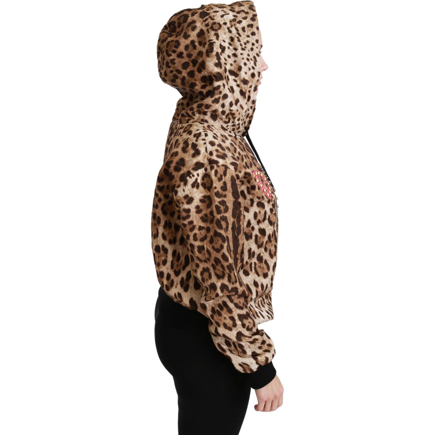 Dolce & Gabbana Elegant Leopard Print Hooded Sweater Dolce & Gabbana Black