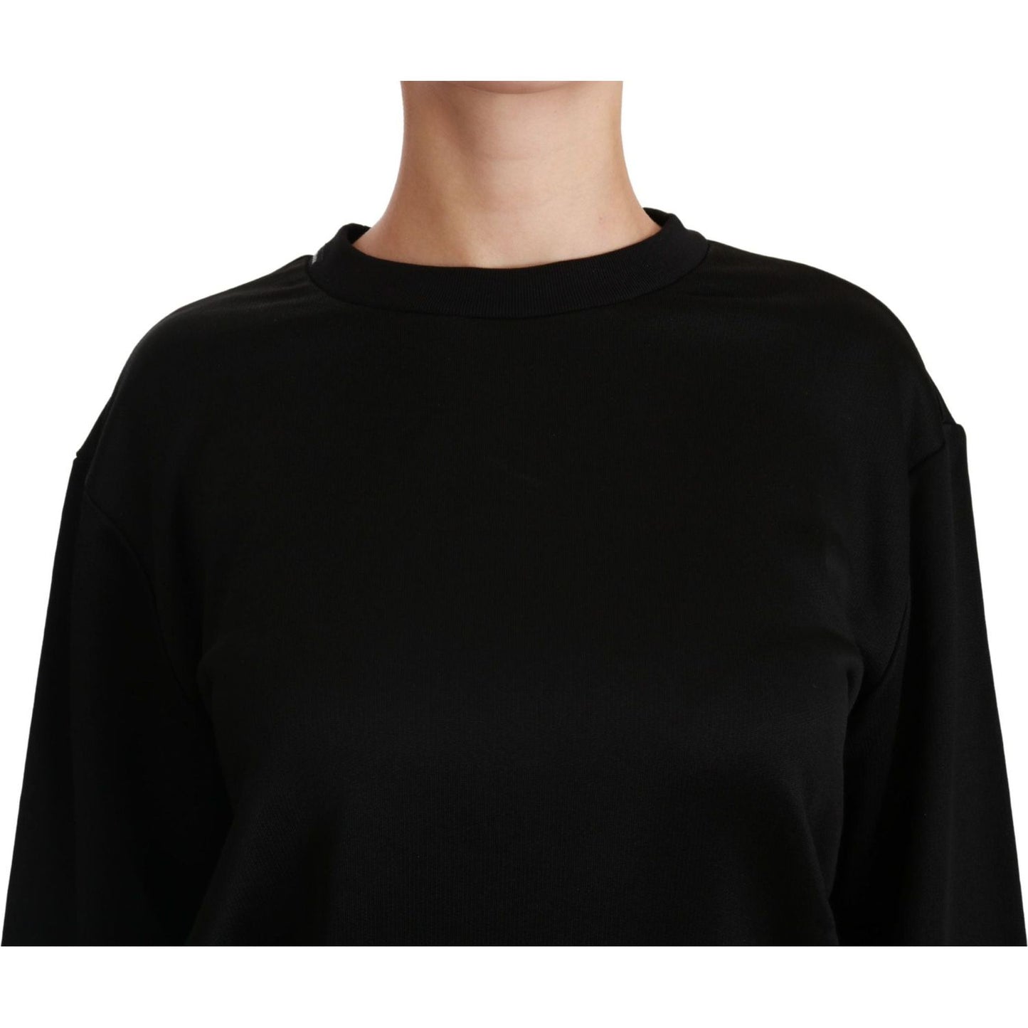 Dolce & Gabbana Elegant Black Cotton Crew Neck Pullover Sweater Dolce & Gabbana Black