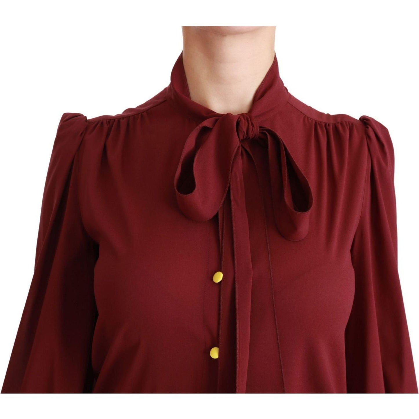Dolce & Gabbana Elegant Maroon Silk Blend Polo Blouse Dolce & Gabbana Dark Red