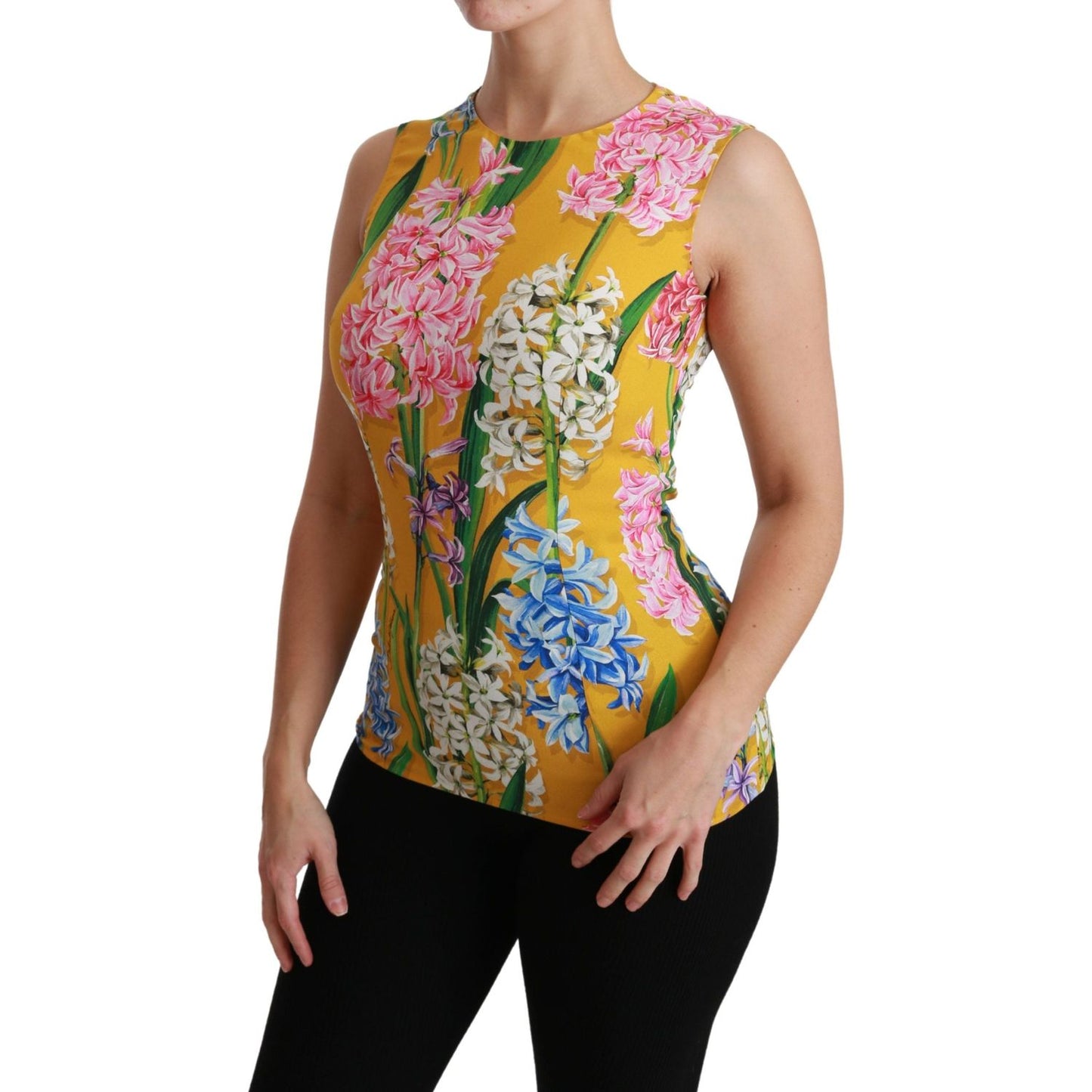Dolce & Gabbana Sunshine Floral Crewneck Sleeveless Blouse Dolce & Gabbana Rosy Brown