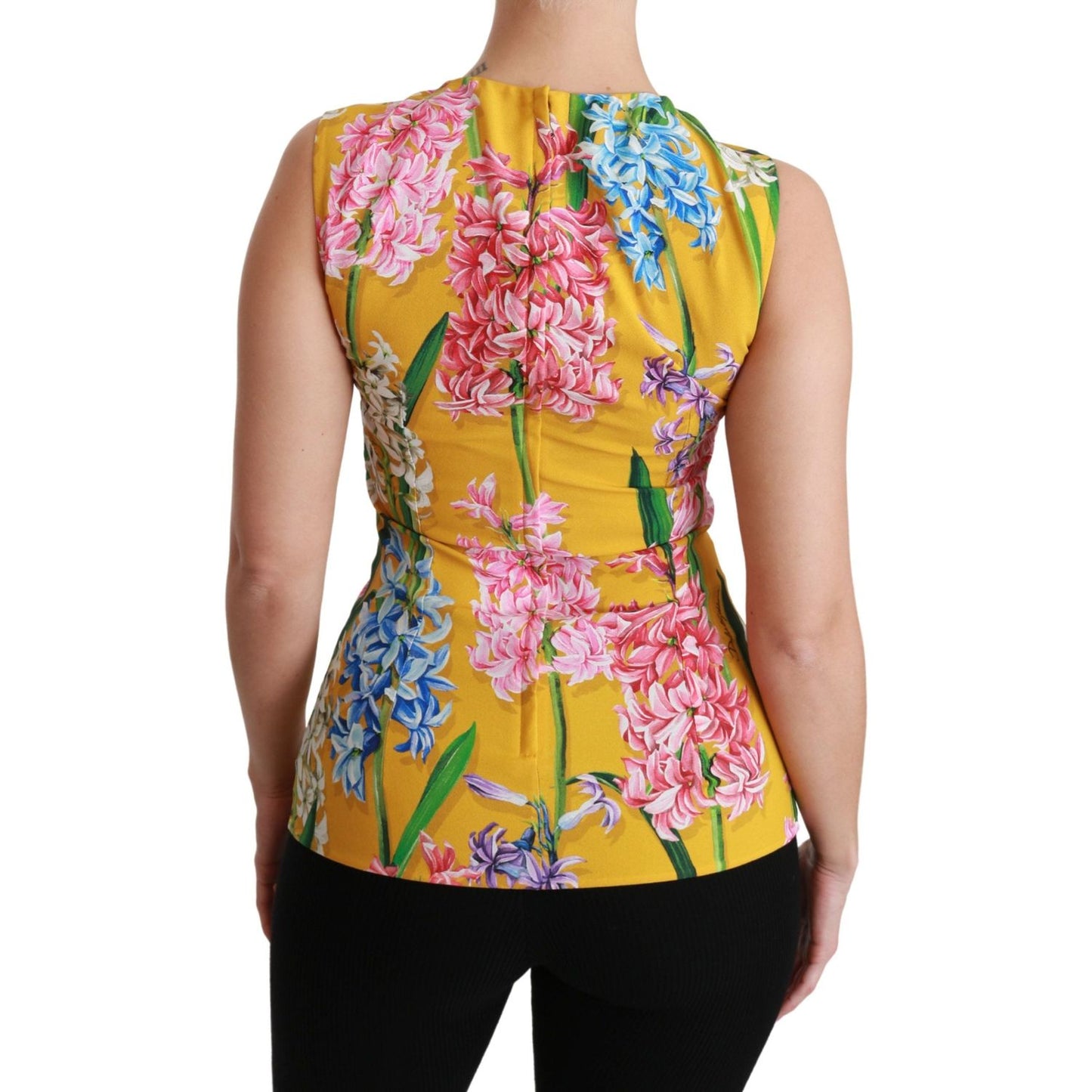 Dolce & Gabbana Sunshine Floral Crewneck Sleeveless Blouse Dolce & Gabbana Dark Khaki