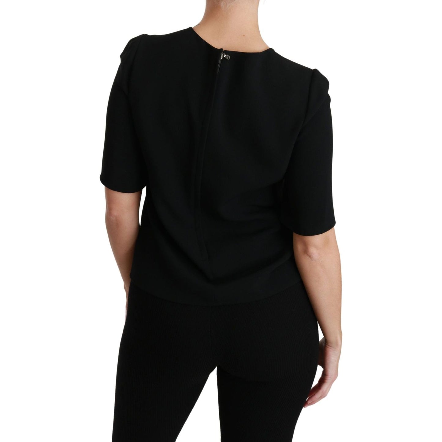 Dolce & Gabbana Black Short Sleeve Casual Top Stretch Blouse